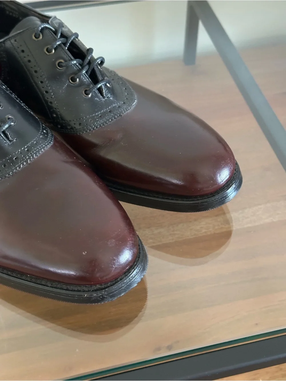 L.L. Bean Men’s Size 13 C Narrow Burgundy Black Leather Oxford Dress Shoe Vibram